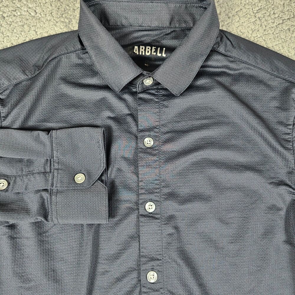 Barbell Apparel Shirt Mens Small Navy Blue Long Sleeve Performance Stretch